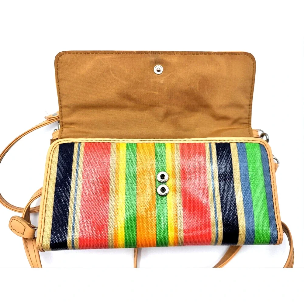 Franco Sarto Rainbow Striped Mini Crossbody Purse Adjustable Strap 8x4.5x2m